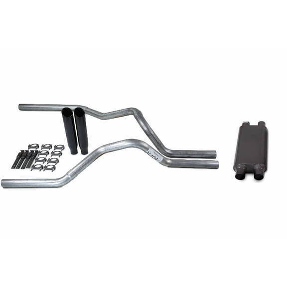 For 00-06 Chevy GMC 2500 2.5" Dual Truck Exhaust Dual inlet 2 Chamber Black C T