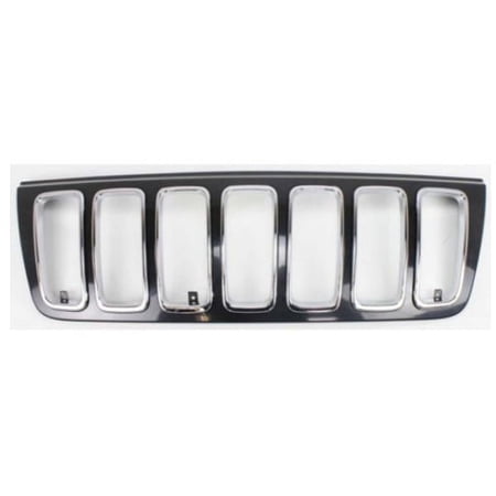 For 01-03 Grand Cherokee Grille Grill Assembly Black Frame w/Chrome Trim Rings