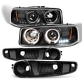 thumbnail image 1 of AKKON - For 2001-2006 GMC Sierra/Yukon/XL/Denali Black LED Projector Headlights +Black Bumper Signal Light, 1 of 6