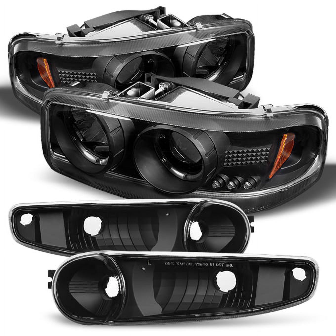 Spec-D Tuning LED Tube Headlights + Bumper Signal Lamps For 2000-2006 GMC Sierra Yukon XL Denali