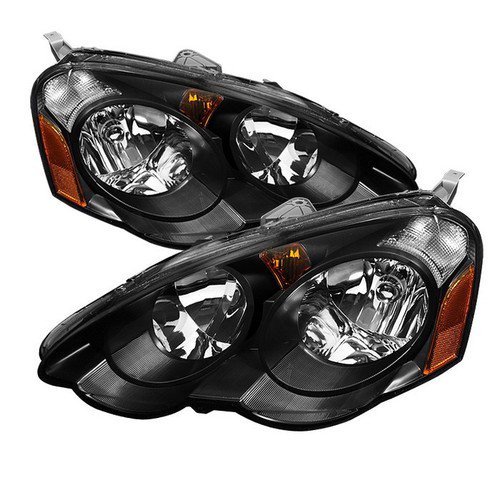 For 02-04 Acura RSX DC5 Black Headlights w/ Amber Reflector Type S Base K20