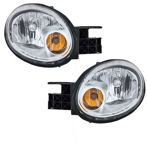 For 03-05 Neon Headlight Headlamp Chrome Bezel Head Light Lamp w/Bulb SET PAIR