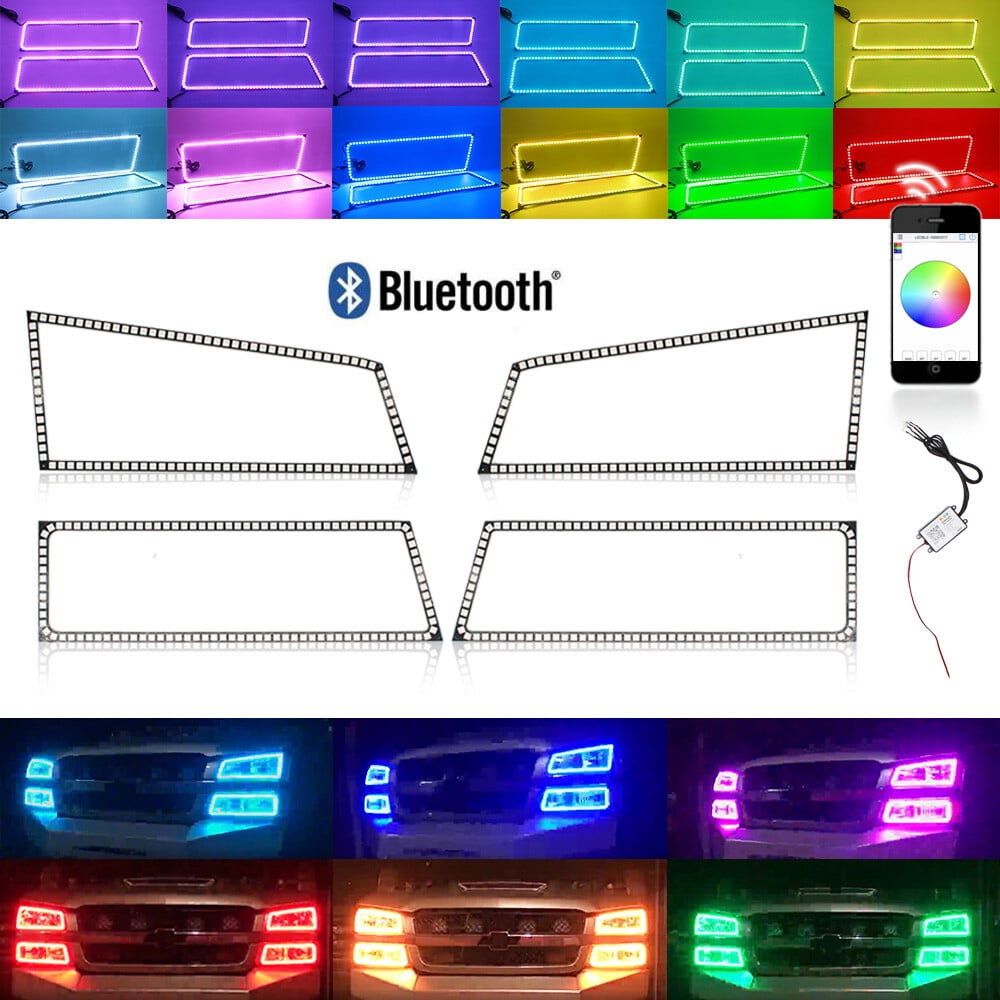 For 03-06 Chevy Silverado Multi-Color Changing Shift LED RGB Headlight ...