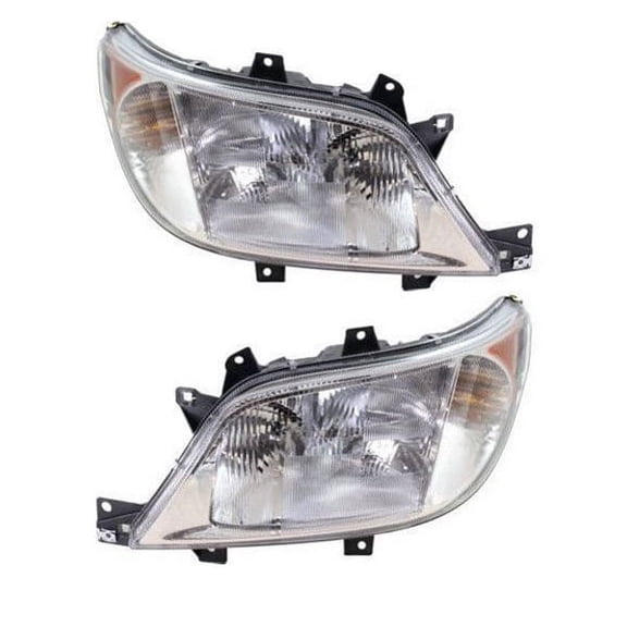 For 03-06 Sprinter Halogen Headlight Headlamp w/o Fog Light Lamp w/Bulb PAIR SET