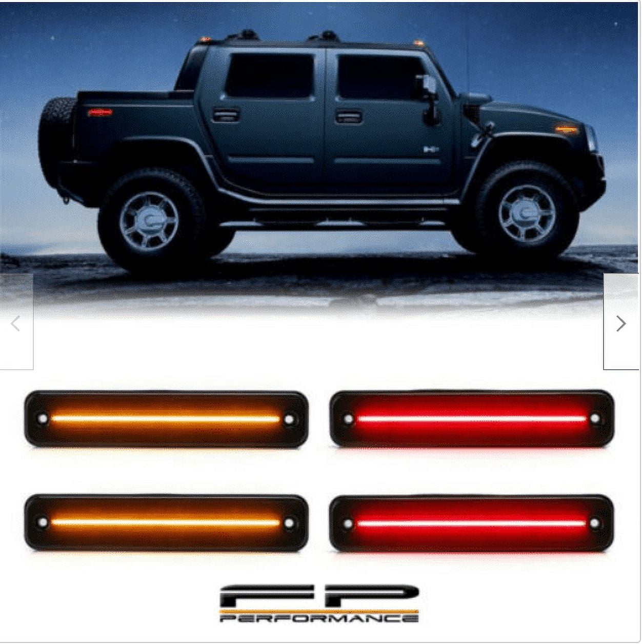 For 0309 Hummer H2 LED Smoke Len Amber Red Parking Corner Side Marker Light Kit