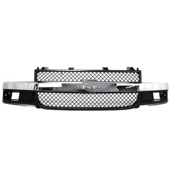 For 03-21 Chevy Express Van Front Face Bar Grill Grille Assembly Gray/Chrome Bar