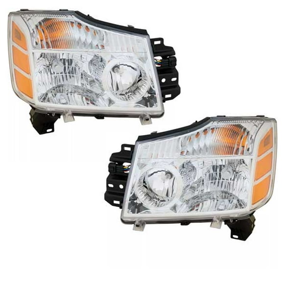 For 04-07 Titan 05-07 Armada Headlight Headlamp Head Light Lamp w/Bulb SET PAIR
