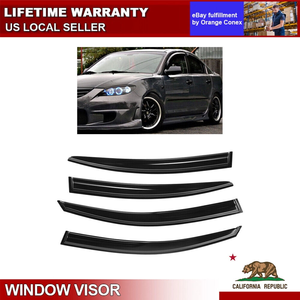 Car Rain Guards Sun Shields Window Visors For 2013-2020 Ford Fusion | 4-Piece Tape-On Rain Guards | Mugen Style Deflectors Tape-on Window Visors - Foto 10
