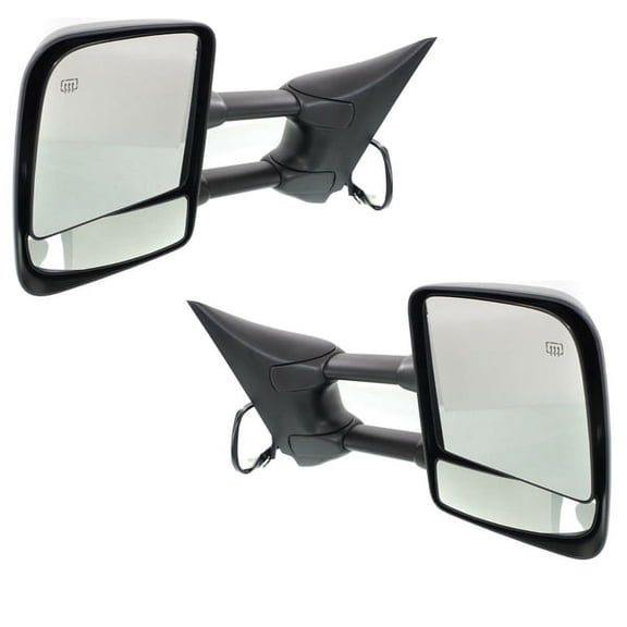 For 04-15 Titan Rear View Telescopic Tow Mirror Power Heated Chrome Cap SET PAIR