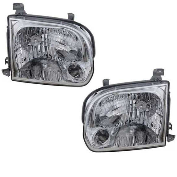 For 05-07 Sequoia & 05-06 Tundra Crew Cab Headlight Headlamp with Bulb PAIR SET