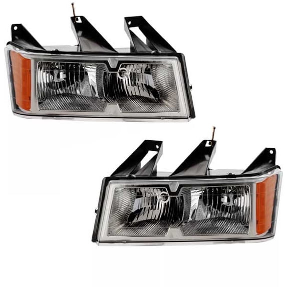 For 05-08 Canyon/Colorado Truck Headlight Headlamp Chrome Bezel w/Bulb PAIR SET