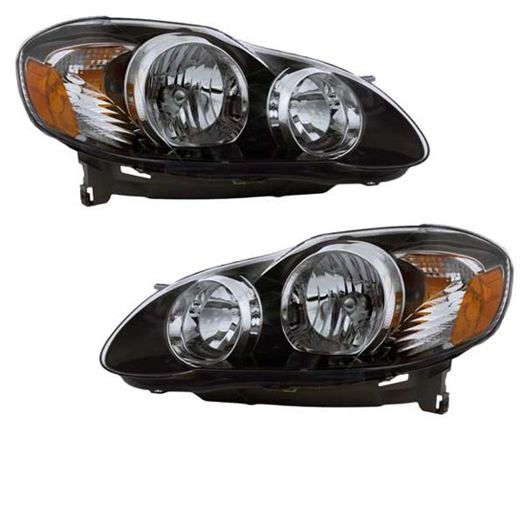 For 05-08 Corolla S/XRS USA Built Headlight Headlamp w/Black Interior PAIR SET