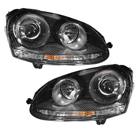 For 05-10 Jetta/06-09 GTI Xenon Headlight Headlamp Head Lamp w/o Bulb PAIR SET