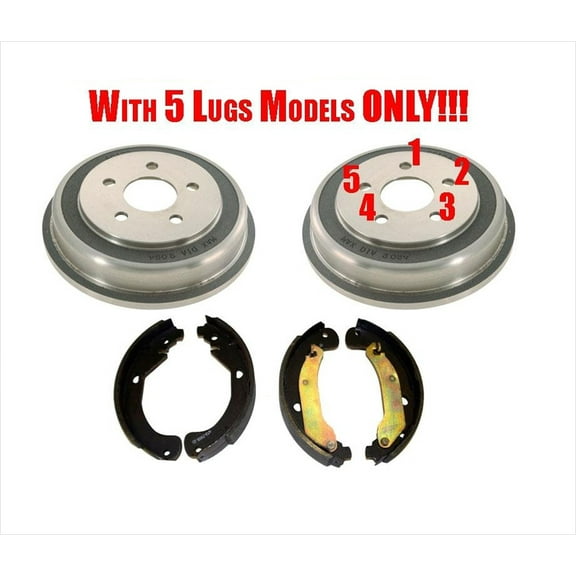 For 06-08 Chevrolet HHR (2) 5 Lug Only Rear Brake Drums & Shoes 3pc Kit