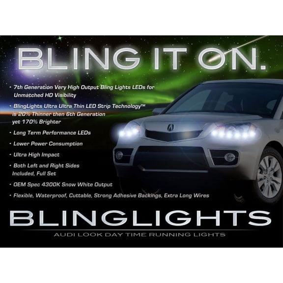 For 06-12 Acura RDX LED Strip Lights Day Time Running Lamps DRL Strips Set