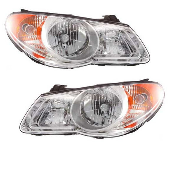 For 07 08 09 Elantra Halogen Headlight Headlamp Head Light Lamp w/Bulb SET PAIR