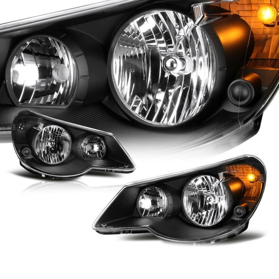 For 07-10 Chrysler Sebring SRT Style Black Housing Clear Headlight Lamp L+R Pair Fits select: 2008 ,2010 CHRYSLER SEBRING TOURING