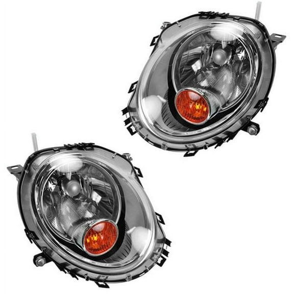 For 07-15 Mini Cooper Headlight Headlamp Halogen Head Light Lamp w/Bulb PAIR SET