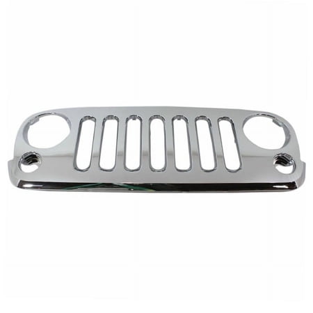 For 07-16 Wrangler JK Front Face Bar Grill Grille Assembly Chrome Shell & Insert