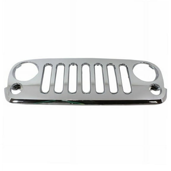 For 07-16 Wrangler JK Front Face Bar Grill Grille Assembly Chrome Shell & Insert