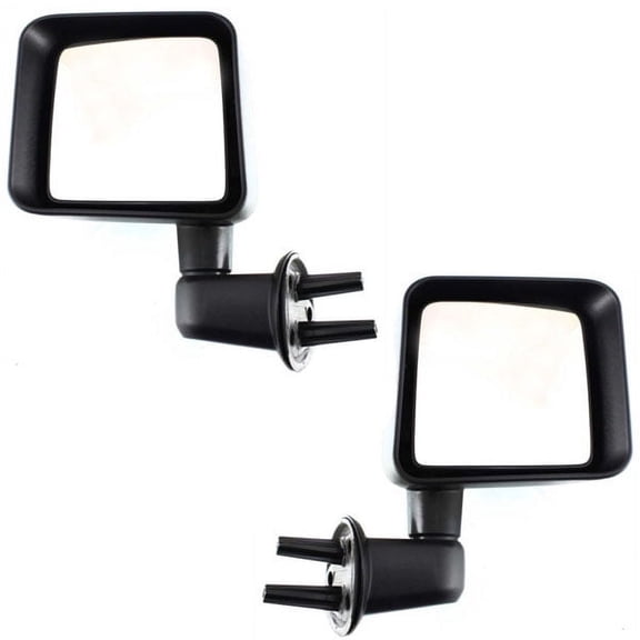 For 07-17 Wrangler 2018 JK Rear View Door Mirror Manual Textured Black PAIR SET
