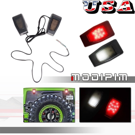 For 07-17 for Jeep Wrangler JK Brake Tail Backup LED Rear Window Light - 2 pcs -