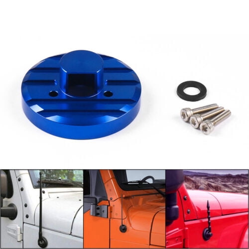 For 07-Current Jeep Wrangler JK JL Blue Aluminum Antenna Base Protective Cover