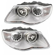 For 08-10 VW Touareg Front Headlight Headlamp Halogen Head Light w/Bulb Set Pair