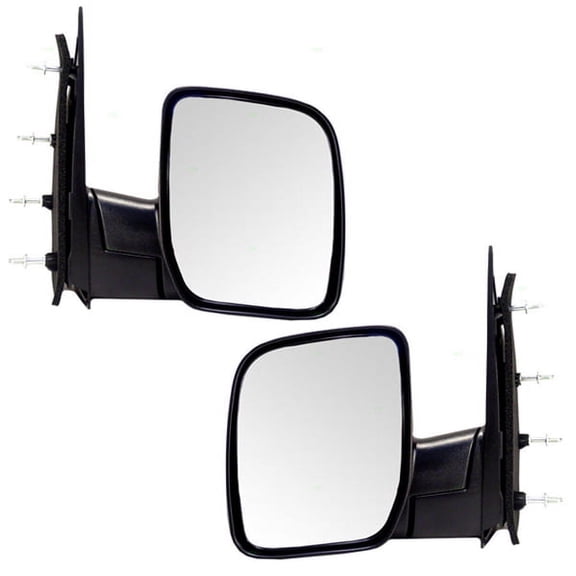 For 08-13 E-Series Van Rear View Door Mirror Manual Textured Black Fold PAIR SET