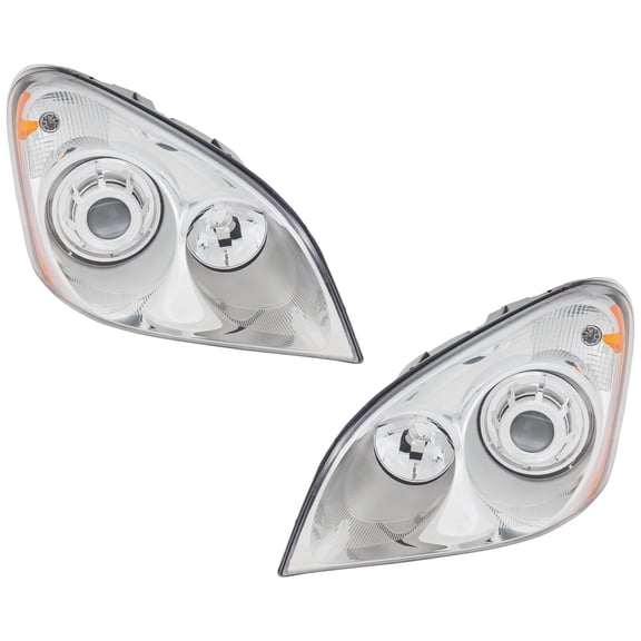 For 08-14 Freightliner Cascadia Headlight Headlamp Chrome Interior 2Pc SET PAIR