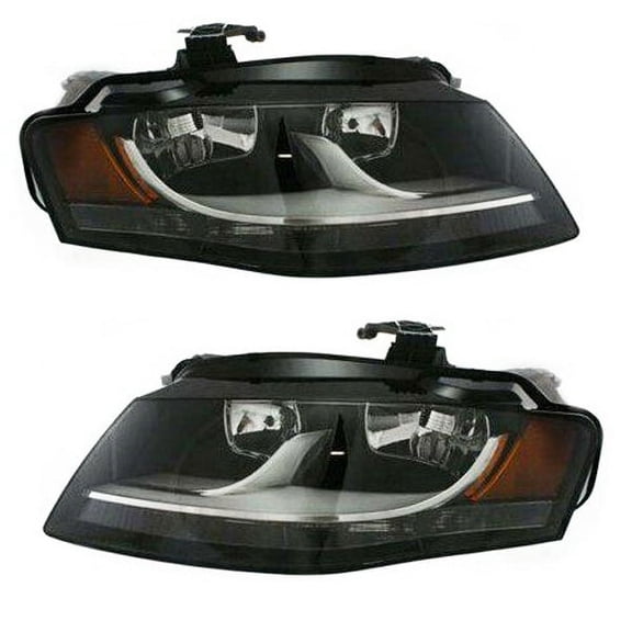 For 09-12 A4 Front Halogen Headlight Headlamp Head Light Lamp with Bulb PAIR SET
