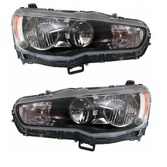 For 09-17 Lancer Front Halogen Headlight Headlamp Head Light with Bulb SET PAIR