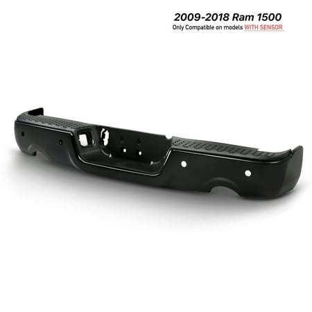 For 09-18 Ram 1500 Dual Exhaust Black Rear Bumper Black Step Pad w/ Sensor Holes Fits select: 2011-2012 DODGE RAM 1500, 2019-2023 RAM 1500 CLASSIC