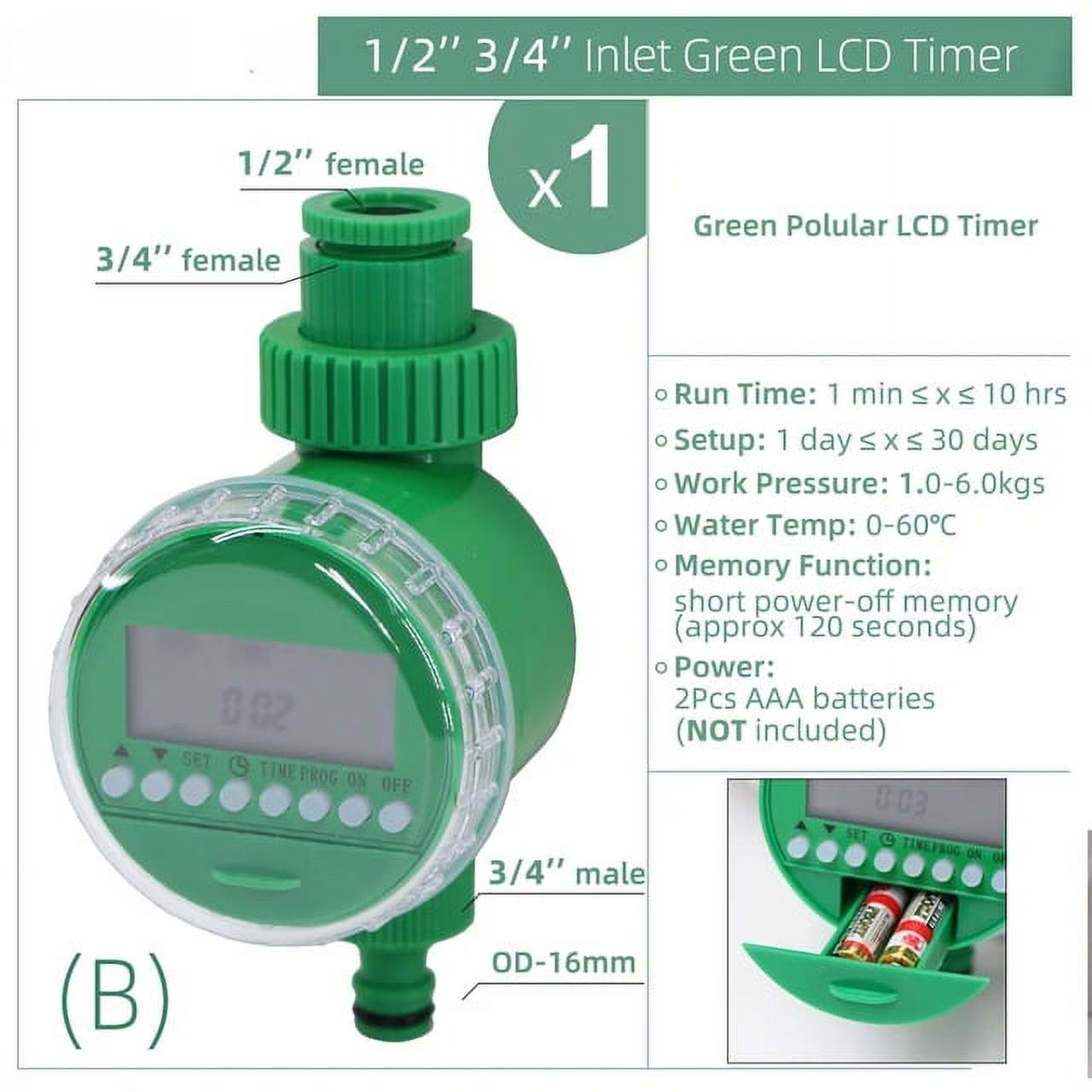 For 1/2” 3/4” Garden Watering Timer Automatic Programmable Valve