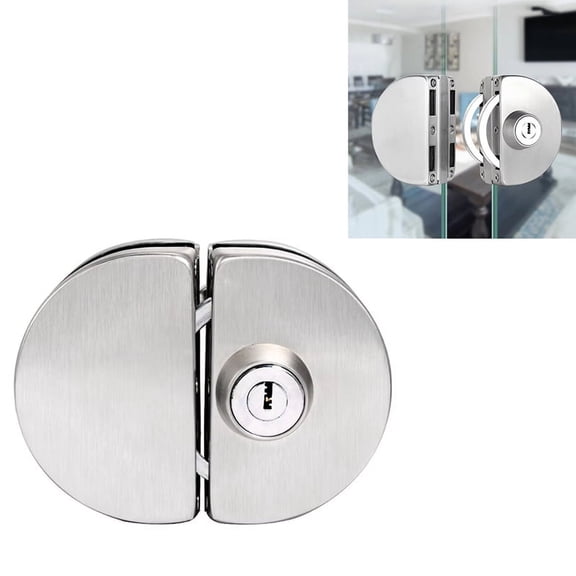 For 1/2 Inch Glass, 10mm to 12mm, Stainless Steel Double Bolt Rotary Sliding Access Control Office Glass Door Lock
