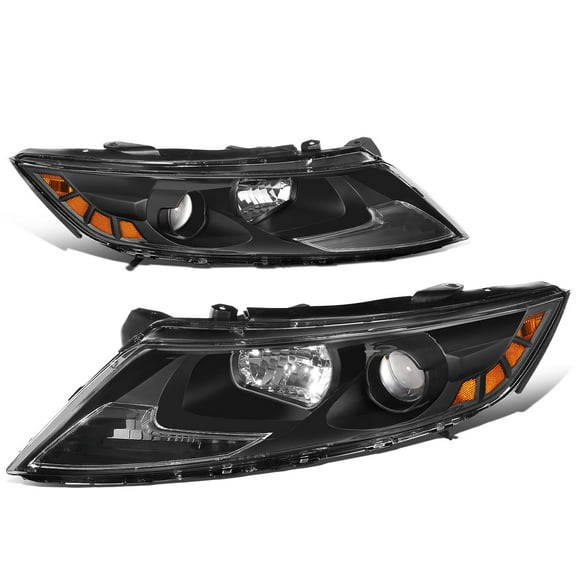 DNA Motoring For 11-13 Kia Optima Factory Style Black Amber Corner Projector Headlight Lamps Pair