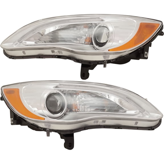 For 11-14 200 Front Halogen Headlight Headlamp Chrome Interior w/Bulb SET PAIR