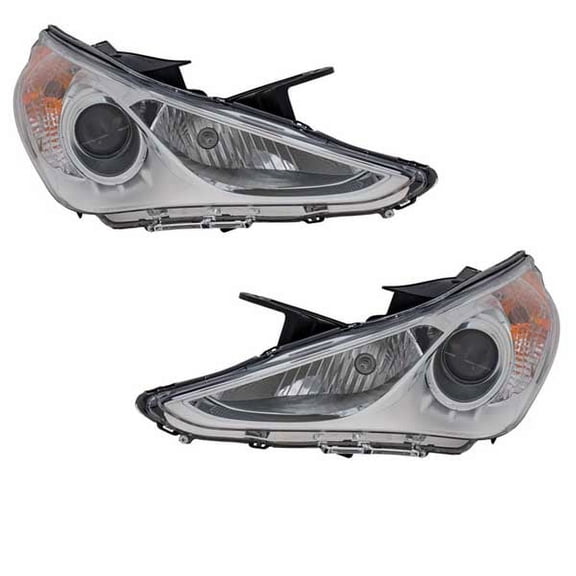 For 11-14 Sonata White Interior Headlight Headlamp Front Head Light 2Pc PAIR SET