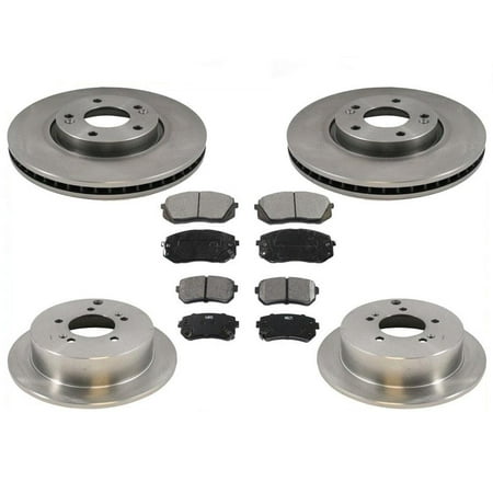 For 11-15 Sportage AWD 4x4 Only F & R Disc Brake Rotors Ceramic Pads