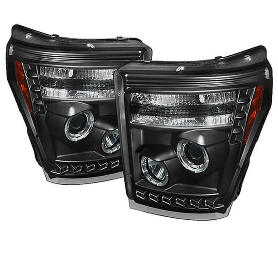 For 11-16 Ford F-350 F350 Super Dudy Sonar LED CCFL Halo Projector Headlights (Black) YD-PRO-FS11-CCFL-BK