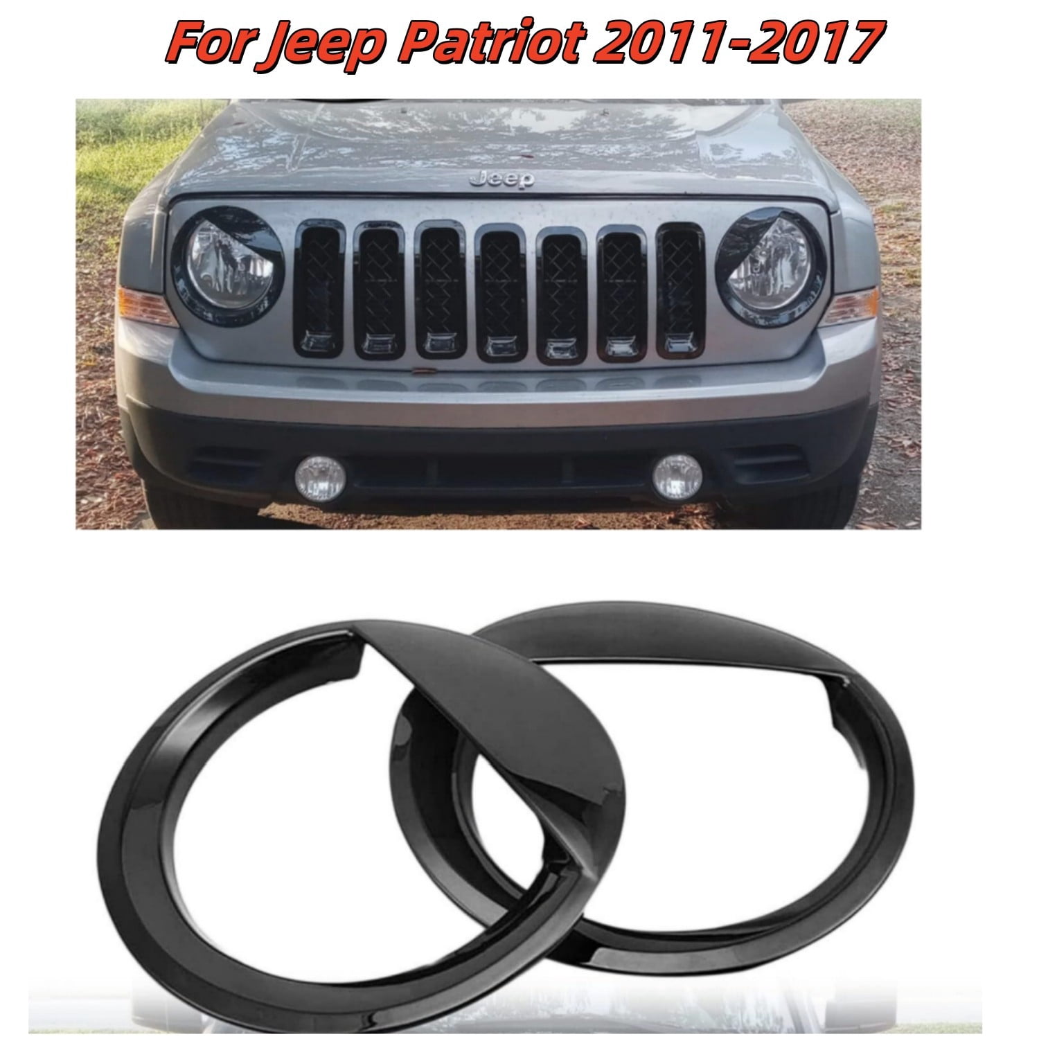 For 11-2017 Jeep Patriot Black Angry Bird Style Front Headlight Cover ...