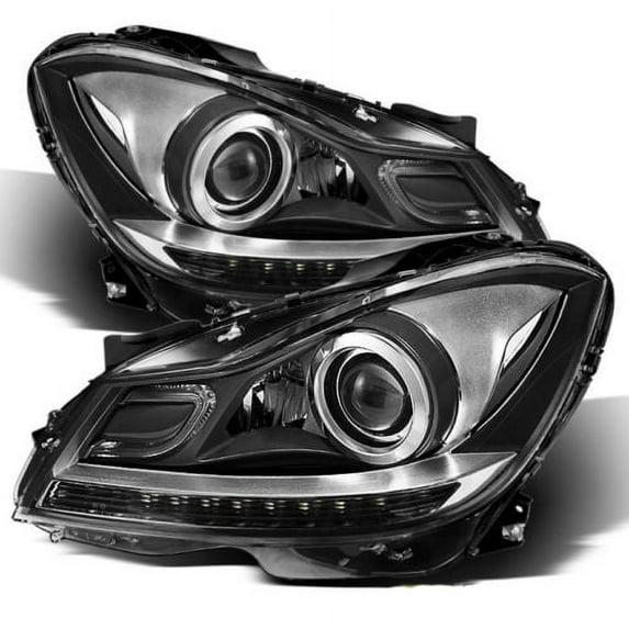 For 12-14 Mercedes Benz C300 4dr W204 TD DRL LED Projector Headlights (Black) TD-PRO-JH-MBW20412-NA-BK