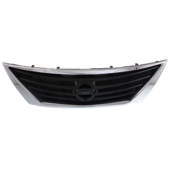 For 12-14 Versa Sedan Front Face Bar Grille Assembly Black Insert w/Chrome Frame