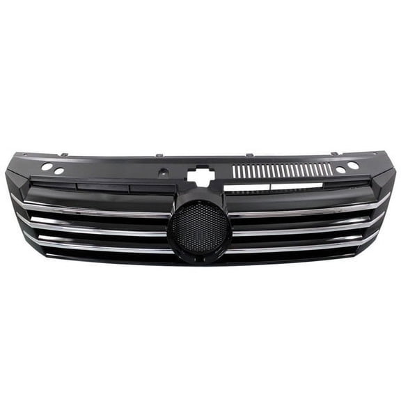 For 12-15 Passat Front Grill Grille Assembly Painted Black Shell Insert w/Chrome