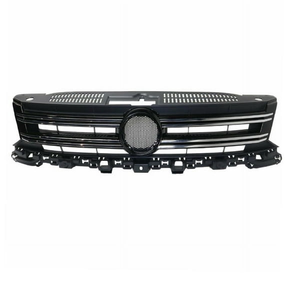 For 12-18 Tiguan & Limited Front Grille Assembly Textured Black w/Chrome Molding