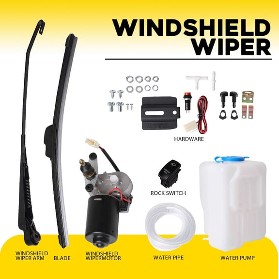 For 12V Electric Motor UTV Windshield Wiper Universal 5 Pin Black Accessory B-