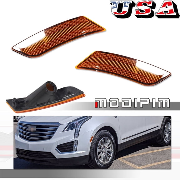 For 13 - 14 for Cadillac ATS and 2017+ XT5 Amber Front Side Marker Light Holder Pair -