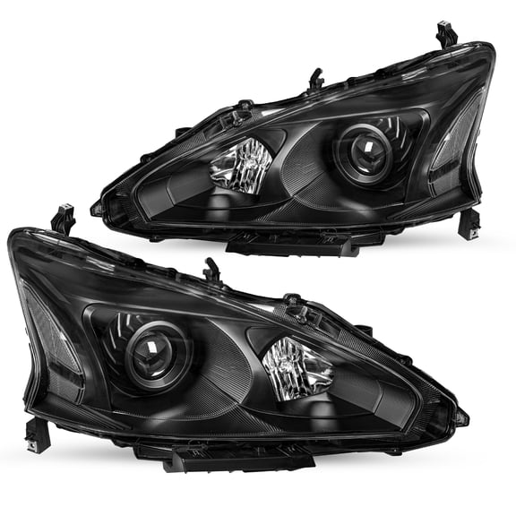 For 13-15 Nissan Altima Sedan Black Clear Lens Headlamps Assembly Left & Right