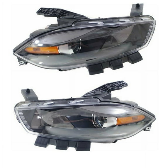 For 13-16 Dart Halogen Headlight Headlamp Black Interior Bezel w/Bulb SET PAIR