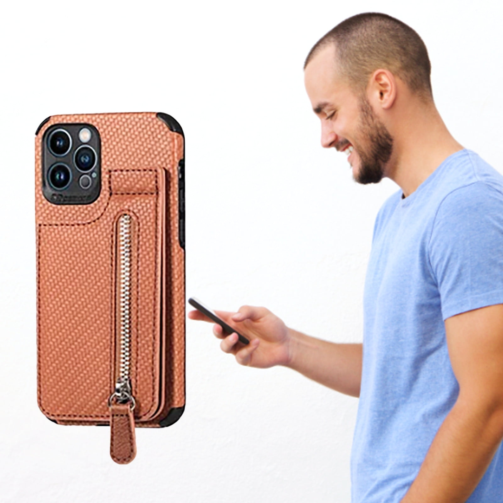 For 13 Mini Zipper Wallet Case Kickstand Phone Case With Credit Card